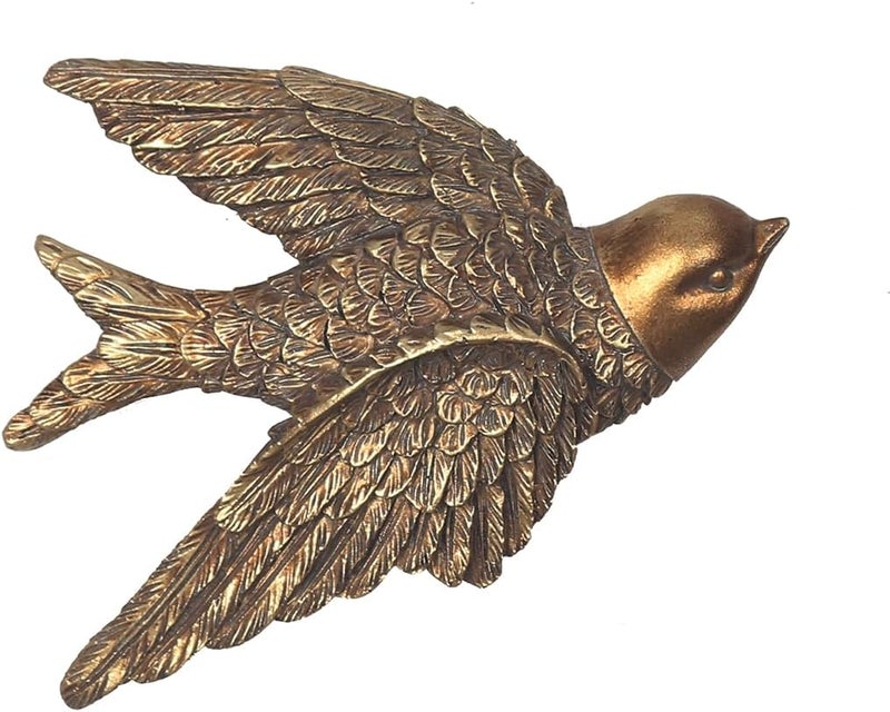 S-MANTIS Vintage Wall Sculpture, Antique Pediment Hallway Wall Art, Hand Painted Bird With Exquisite Wing And Feather Details, Aesthetic Room Decor Unique Gift (Antique Bird) - Image 1